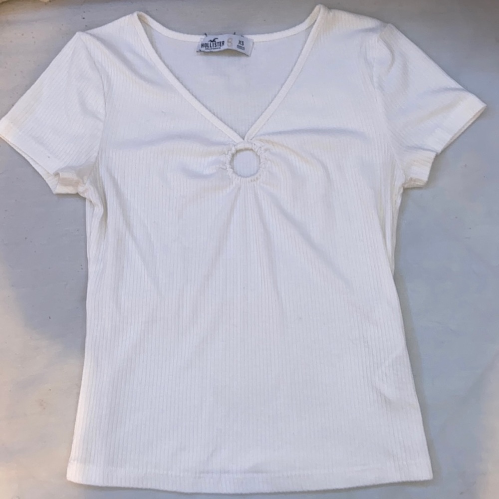 White Key-hole Hollister Tee